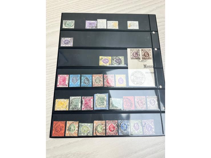 including treaty port's marking Amoy, Canton, B62 obliterators, Sunburst (Shanghai) cancel, Perfins, Company chops, Jubilee I